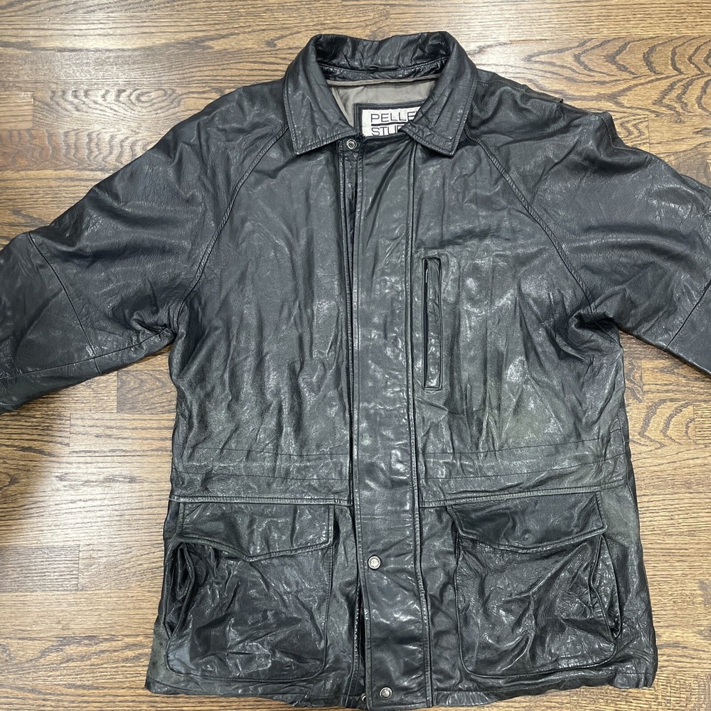 Vintage Wilsons Leather Mens Black Leather Large Pelle Studio